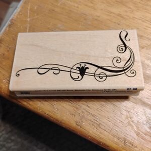 Decorative Wooden Stamp with Black Design
